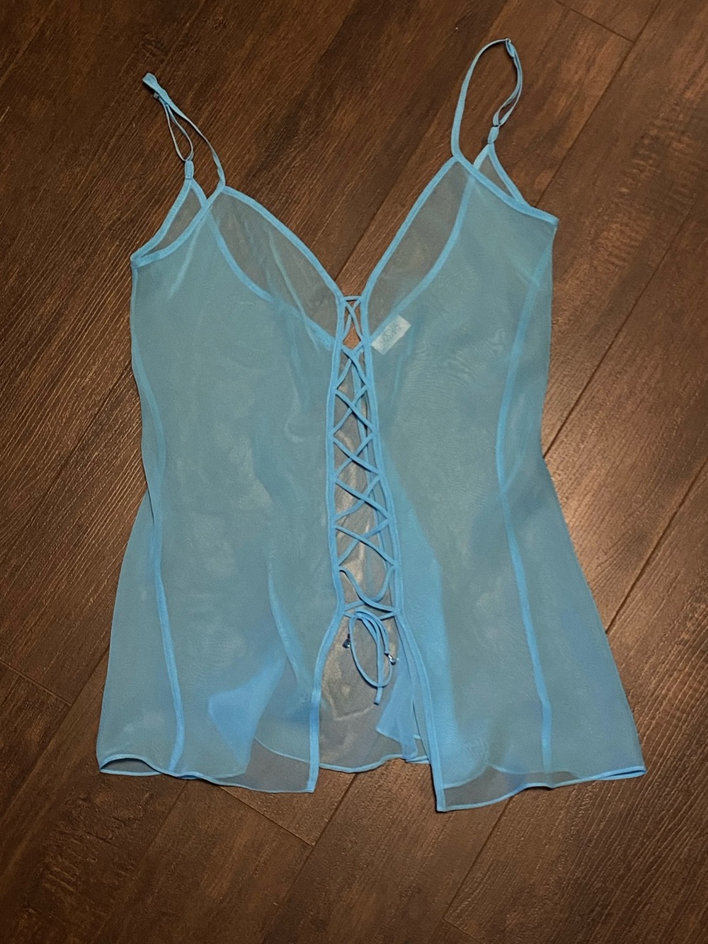 La SENZA Light Blue Lace-Front Chemise